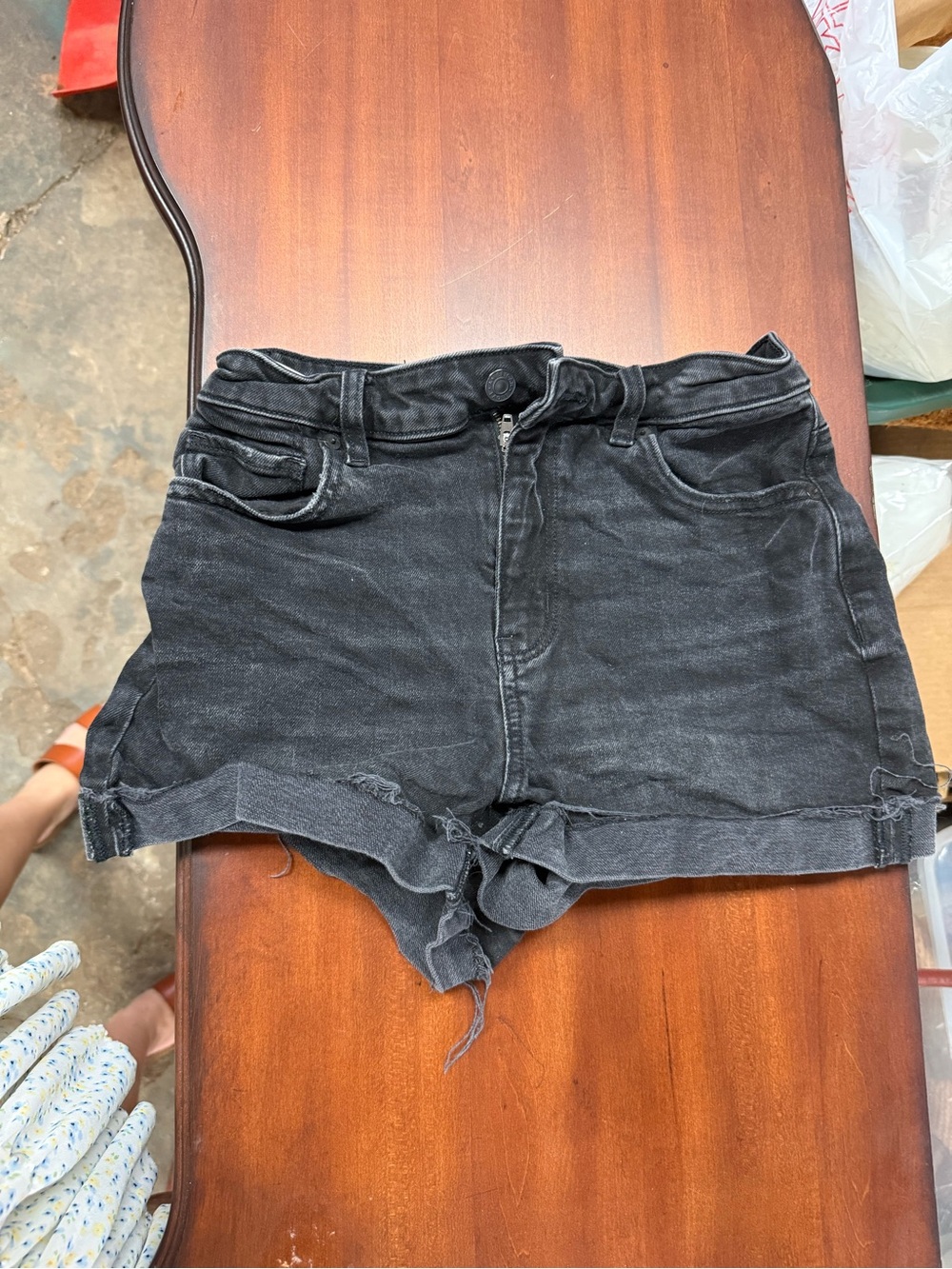 American Eagle Outfitters Black Washed Denim Cutoff Shorts